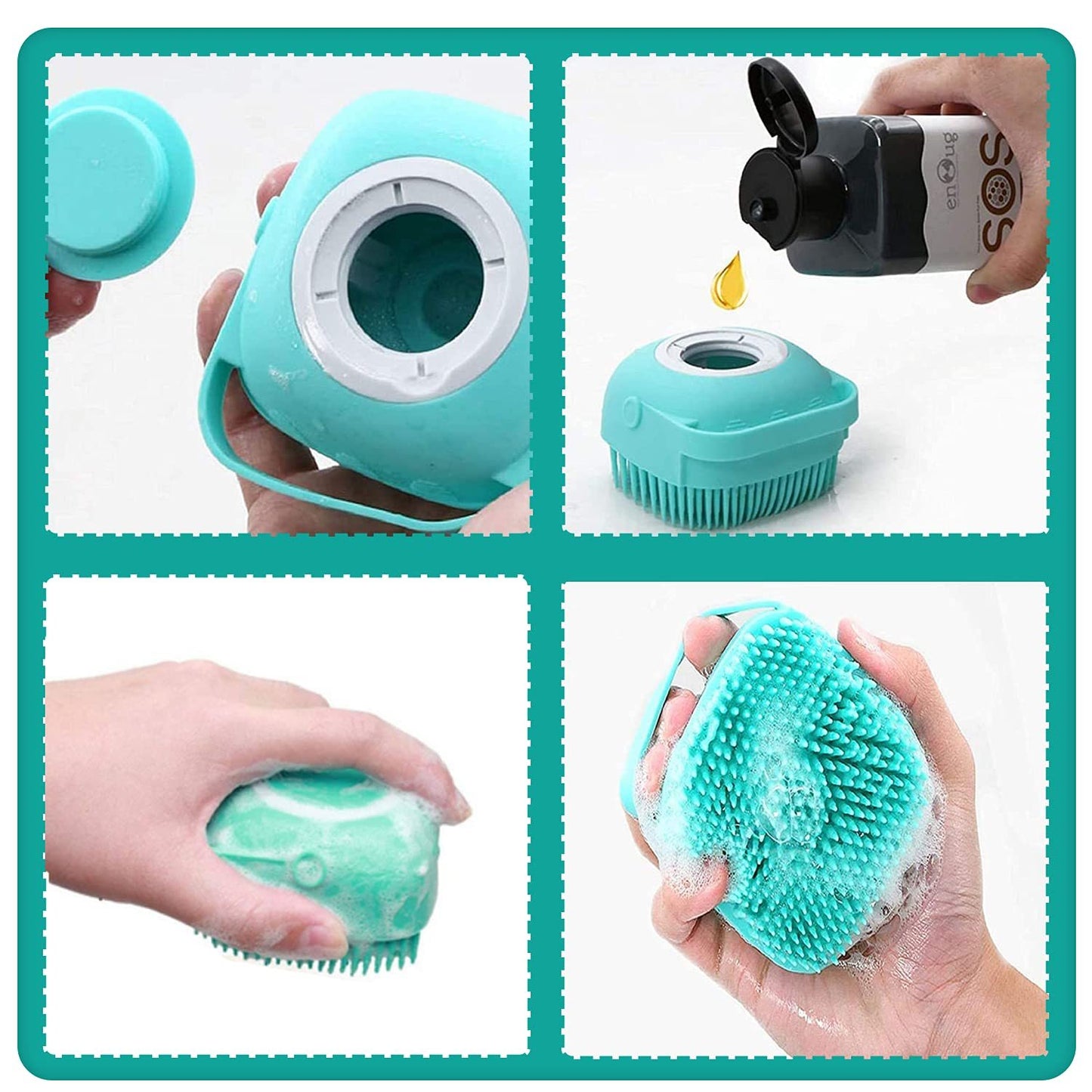 Soft Silicone Grooming Brush with Soap Dispenser