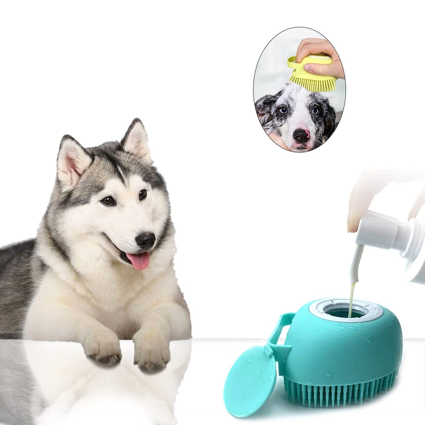 Soft Silicone Grooming Brush with Soap Dispenser