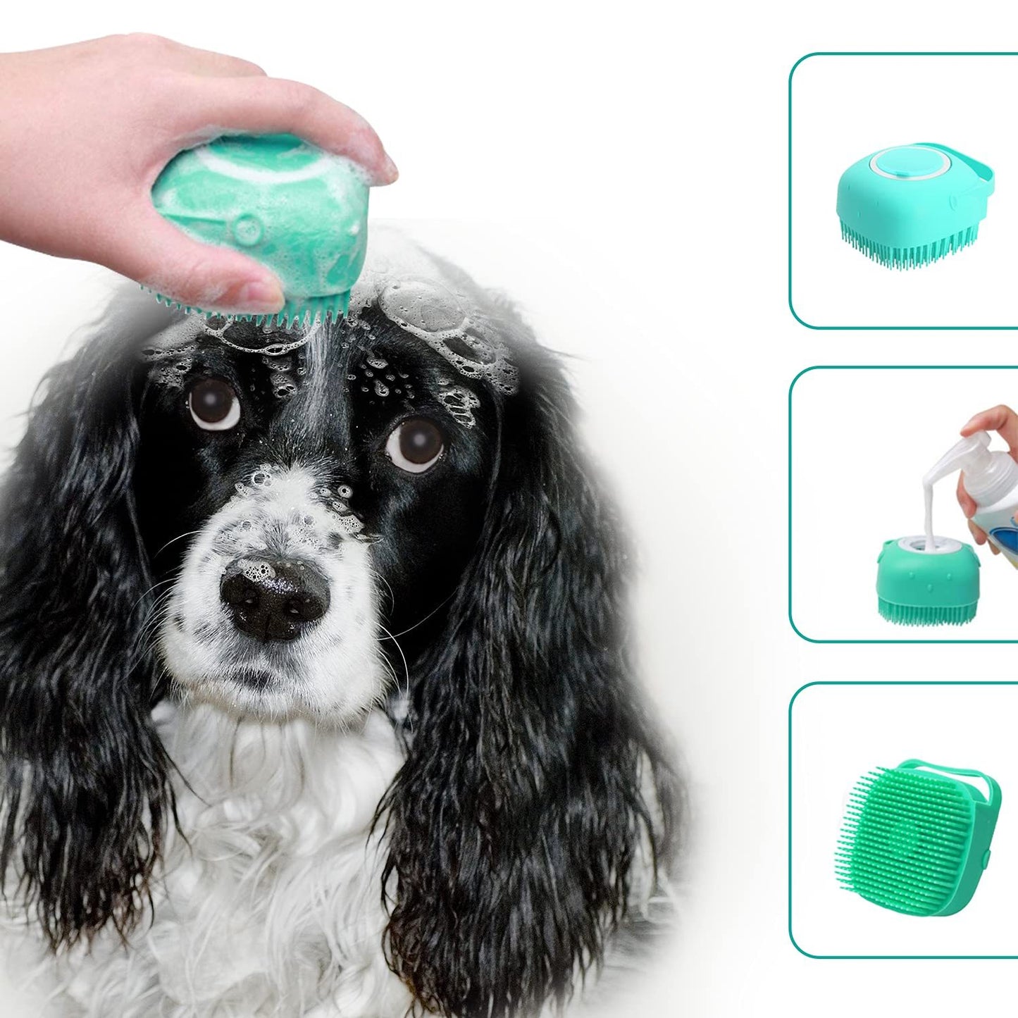 Soft Silicone Grooming Brush with Soap Dispenser