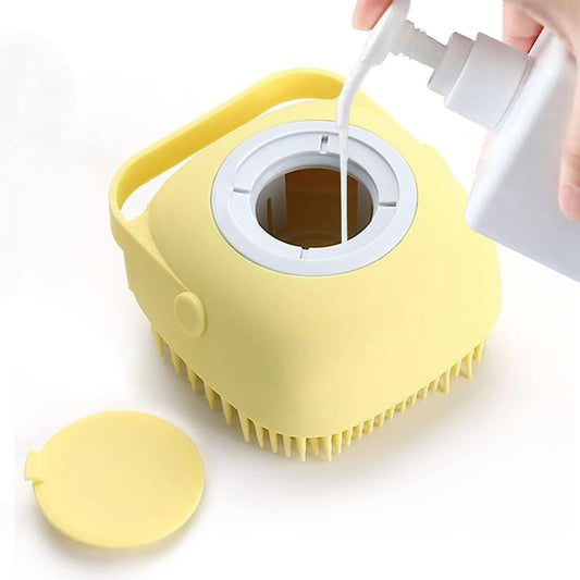Soft Silicone Grooming Brush with Soap Dispenser
