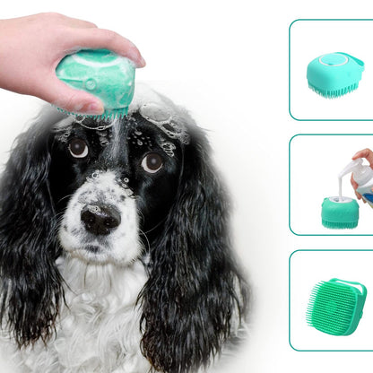 Soft Silicone Grooming Brush with Soap Dispenser
