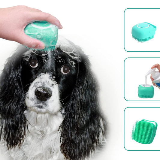 Soft Silicone Grooming Brush with Soap Dispenser